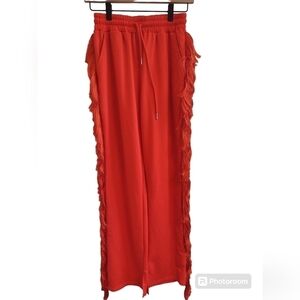 Fringed Out Fringe Pants Orange Women's Medium